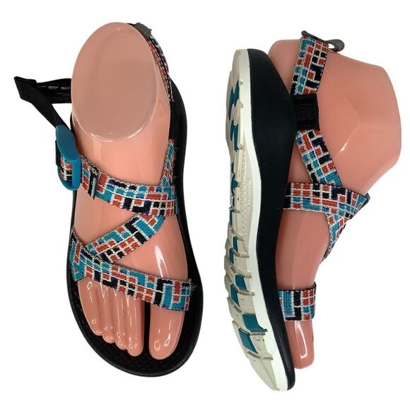 Chaco Z1 Ecotread Kids Sport Sandals Tube Blue Adjustable Straps Sz 2 Unisex - Picture 1 of 10